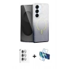 MARSİLYAN™- Galaxy S25 Plus Kılıf Eksen Minimal Özel Seri - Siyah 3D Antistatik Cam Ekran Koruyucu + Raze Metal Kamera Lens - GS