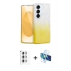MARSİLYAN™- Galaxy S25 Plus Kılıf Eksen Minimal Özel Seri - Siyah 3D Antistatik Cam Ekran Koruyucu + Raze Metal Kamera Lens - GS
