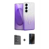 MARSİLYAN™- Galaxy S25 Plus Kılıf Eksen Minimal Özel Seri - Siyah 3D Antistatik Hayalet Cam Ekran Koruyucu + Raze Metal Kamera Lens - SH