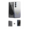 MARSİLYAN™- Galaxy S25 Plus Kılıf Eksen Minimal Özel Seri - Siyah 3D Antistatik Hayalet Cam Ekran Koruyucu + Raze Metal Kamera Lens - SH