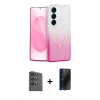 MARSİLYAN™- Galaxy S25 Plus Kılıf Eksen Minimal Özel Seri - Siyah 3D Antistatik Hayalet Cam Ekran Koruyucu + Raze Metal Kamera Lens - SH