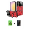 MARSİLYAN™- Galaxy S25 Plus Kılıf Kıvılcım Modern Serisi - Siyah 3D Antistatik Hayalet Cam Ekran Koruyucu + Raze Metal Kamera Lens - MI