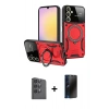MARSİLYAN™- Galaxy S25 Plus Kılıf Kıvılcım Modern Serisi - Siyah 3D Antistatik Hayalet Cam Ekran Koruyucu + Raze Metal Kamera Lens - SH