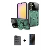 MARSİLYAN™- Galaxy S25 Plus Kılıf Kıvılcım Modern Serisi - Siyah 3D Antistatik Hayalet Cam Ekran Koruyucu + Raze Metal Kamera Lens - SH