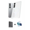MARSİLYAN™- Galaxy S25 Plus Kılıf Kutup Minimal - Siyah 3D Antistatik Seramik Nano Ekran Koruyucu + Raze Metal Kamera Lens - SH