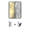 MARSİLYAN™- Galaxy S25 Plus Kılıf Siluet Minimal Prime - Şeffaf Pasifik Cam Ekran Koruyucu + Gümüş Raze Metal Kamera Lens