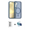 MARSİLYAN™- Galaxy S25 Plus Kılıf Siluet Minimal Prime - Siyah 3D Antistatik Cam Ekran Koruyucu + Raze Metal Kamera Lens - GS