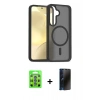 MARSİLYAN™- Galaxy S25 Plus Kılıf Siluet Minimal Prime - Siyah 3D Antistatik Hayalet Cam Ekran Koruyucu + Raze Metal Kamera Lens - MI