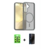 MARSİLYAN™- Galaxy S25 Plus Kılıf Siluet Minimal Prime - Siyah 3D Antistatik Hayalet Cam Ekran Koruyucu + Raze Metal Kamera Lens - MI