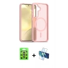 MARSİLYAN™- Galaxy S25 Plus Kılıf Siluet Minimal Prime - Siyah 3D Antistatik Seramik Nano Ekran Koruyucu + Lacivert-Mavi Raze Metal Kamera Lens