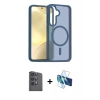 MARSİLYAN™- Galaxy S25 Plus Kılıf Siluet Minimal Prime - Siyah 3D Antistatik Seramik Nano Ekran Koruyucu + Raze Metal Kamera Lens - SH