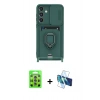 MARSİLYAN™- Galaxy S25 Plus Kılıf Vadi Form Prime - Siyah 3D Antistatik Cam Ekran Koruyucu + Lacivert-Mavi Raze Metal Kamera Lens