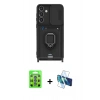 MARSİLYAN™- Galaxy S25 Plus Kılıf Vadi Form Prime - Siyah 3D Antistatik Cam Ekran Koruyucu + Raze Metal Kamera Lens - MI