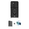 MARSİLYAN™- Galaxy S25 Plus Kılıf Vadi Form Prime - Siyah 3D Antistatik Seramik Nano Ekran Koruyucu + Raze Metal Kamera Lens - SH