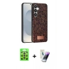 MARSİLYAN™- Galaxy S25 Plus Kılıf Vadi Klasik Serisi - Şeffaf Pasifik Cam Ekran Koruyucu + Raze Metal Kamera Lens - LI