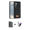 MARSİLYAN™- Galaxy S25 Plus Kılıf Vadi Klasik Serisi - Şeffaf Pasifik Cam Ekran Koruyucu + Siyah Raze Metal Kamera Lens