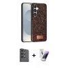 MARSİLYAN™- Galaxy S25 Plus Kılıf Vadi Klasik Serisi - Şeffaf Pasifik Cam Ekran Koruyucu + Siyah Raze Metal Kamera Lens