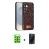 MARSİLYAN™- Galaxy S25 Plus Kılıf Vadi Klasik Serisi - Siyah 3D Antistatik Hayalet Cam Ekran Koruyucu + Raze Metal Kamera Lens - LI