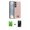 MARSİLYAN™- Galaxy S25 Plus Kılıf Vadi Klasik Serisi - Siyah 3D Antistatik Hayalet Cam Ekran Koruyucu + Raze Metal Kamera Lens - LI