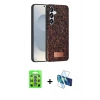 MARSİLYAN™- Galaxy S25 Plus Kılıf Vadi Klasik Serisi - Siyah 3D Antistatik Seramik Nano Ekran Koruyucu + Raze Metal Kamera Lens - MI