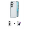 MARSİLYAN™- Galaxy S25 Plus Kılıf Vadi Minimal - Şeffaf Pasifik Cam Ekran Koruyucu + Raze Metal Kamera Lens - GS