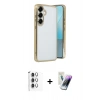 MARSİLYAN™- Galaxy S25 Plus Kılıf Vadi Minimal - Şeffaf Pasifik Cam Ekran Koruyucu + Raze Metal Kamera Lens - GS