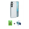 MARSİLYAN™- Galaxy S25 Plus Kılıf Vadi Minimal - Siyah 3D Antistatik Cam Ekran Koruyucu + Raze Metal Kamera Lens - LI