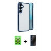 MARSİLYAN™- Galaxy S25 Plus Kılıf Vadi Minimal - Siyah 3D Antistatik Hayalet Cam Ekran Koruyucu + Raze Metal Kamera Lens - LI