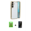 MARSİLYAN™- Galaxy S25 Plus Kılıf Vadi Minimal - Siyah 3D Antistatik Hayalet Cam Ekran Koruyucu + Raze Metal Kamera Lens - LI