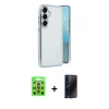 MARSİLYAN™- Galaxy S25 Plus Kılıf Vadi Minimal - Siyah 3D Antistatik Hayalet Cam Ekran Koruyucu + Raze Metal Kamera Lens - LI