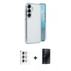 MARSİLYAN™- Galaxy S25 Plus Kılıf Vadi Minimal - Siyah 3D Antistatik Hayalet Cam Ekran Koruyucu + Raze Metal Kamera Lens - GS