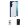 MARSİLYAN™- Galaxy S25 Plus Kılıf Vadi Minimal - Siyah 3D Antistatik Hayalet Cam Ekran Koruyucu + Raze Metal Kamera Lens - GS