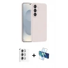 MARSİLYAN™- Galaxy S25 Plus Kılıf Yankı Form Serisi - Siyah 3D Antistatik Cam Ekran Koruyucu + Raze Metal Kamera Lens - GS