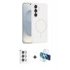 MARSİLYAN™- Galaxy S25 Plus Kılıf Yankı Form Serisi - Siyah 3D Antistatik Cam Ekran Koruyucu + Raze Metal Kamera Lens - GS