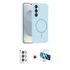 MARSİLYAN™- Galaxy S25 Plus Kılıf Yankı Form Serisi - Siyah 3D Antistatik Cam Ekran Koruyucu + Raze Metal Kamera Lens - GS