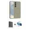 MARSİLYAN™- Galaxy S25 Plus Kılıf Yankı Form Serisi - Siyah 3D Antistatik Cam Ekran Koruyucu + Raze Metal Kamera Lens - SH