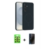MARSİLYAN™- Galaxy S25 Plus Kılıf Yankı Form Serisi - Siyah 3D Antistatik Hayalet Cam Ekran Koruyucu + Raze Metal Kamera Lens - LI