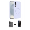 MARSİLYAN™- Galaxy S25 Plus Kılıf Yankı Form Serisi - Siyah 3D Antistatik Hayalet Cam Ekran Koruyucu + Raze Metal Kamera Lens - SH