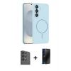 MARSİLYAN™- Galaxy S25 Plus Kılıf Yankı Form Serisi - Siyah 3D Antistatik Hayalet Cam Ekran Koruyucu + Raze Metal Kamera Lens - SH