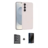 MARSİLYAN™- Galaxy S25 Plus Kılıf Yankı Form Serisi - Siyah 3D Antistatik Hayalet Cam Ekran Koruyucu + Raze Metal Kamera Lens - SH