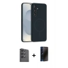 MARSİLYAN™- Galaxy S25 Plus Kılıf Yankı Form Serisi - Siyah 3D Antistatik Hayalet Cam Ekran Koruyucu + Raze Metal Kamera Lens - SH