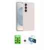 MARSİLYAN™- Galaxy S25 Plus Kılıf Yankı Form Serisi - Siyah 3D Antistatik Seramik Nano Ekran Koruyucu + Raze Metal Kamera Lens - LI