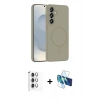 MARSİLYAN™- Galaxy S25 Plus Kılıf Yankı Form Serisi - Siyah 3D Antistatik Seramik Nano Ekran Koruyucu + Raze Metal Kamera Lens - GS