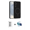 MARSİLYAN™- Galaxy S25 Plus Kılıf Yankı Form Serisi - Siyah 3D Antistatik Seramik Nano Ekran Koruyucu + Raze Metal Kamera Lens - GS