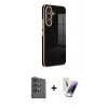 MARSİLYAN™- Galaxy S25 Plus Kılıf Yankı Serisi - Şeffaf Pasifik Cam Ekran Koruyucu + Raze Metal Kamera Lens - SH