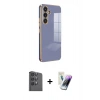 MARSİLYAN™- Galaxy S25 Plus Kılıf Yankı Serisi - Şeffaf Pasifik Cam Ekran Koruyucu + Raze Metal Kamera Lens - SH