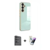 MARSİLYAN™- Galaxy S25 Plus Kılıf Yankı Serisi - Şeffaf Pasifik Cam Ekran Koruyucu + Raze Metal Kamera Lens - SH