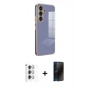 MARSİLYAN™- Galaxy S25 Plus Kılıf Yankı Serisi - Siyah 3D Antistatik Hayalet Cam Ekran Koruyucu + Raze Metal Kamera Lens - GS