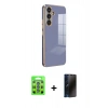MARSİLYAN™- Galaxy S25 Plus Kılıf Yankı Serisi - Siyah 3D Antistatik Hayalet Cam Ekran Koruyucu + Raze Metal Kamera Lens - MI