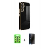 MARSİLYAN™- Galaxy S25 Plus Kılıf Yankı Serisi - Siyah 3D Antistatik Hayalet Cam Ekran Koruyucu + Raze Metal Kamera Lens - MI